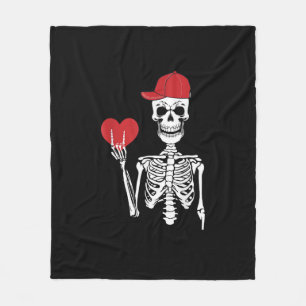 Roll Skeleton Hands Herz Valentinstag Skull Fleecedecke