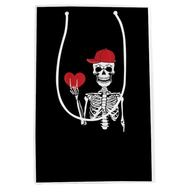 Roll Skeleton Hands Herz Valentinstag Skull Mittlere Geschenktüte (Vorderseite)