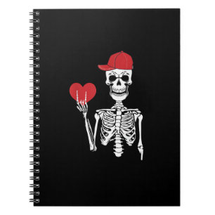 Roll Skeleton Hands Herz Valentinstag Skull Notizblock