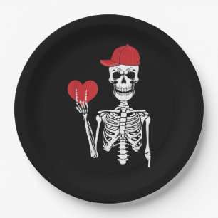 Roll Skeleton Hands Herz Valentinstag Skull Pappteller