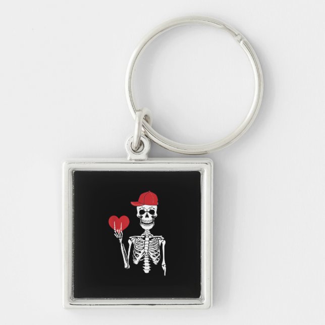 Roll Skeleton Hands Herz Valentinstag Skull Schlüsselanhänger (Vorne)