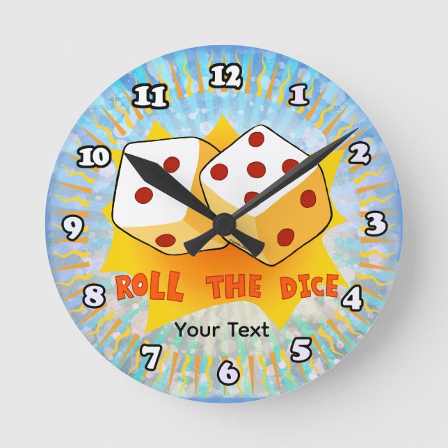 Roll The Dice Clock Runde Wanduhr (Vorderseite)