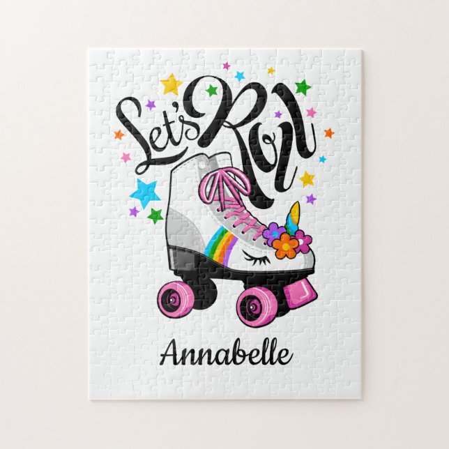 Roll Unicorn Roller Skate Girl's Puzzle (Vertikal)