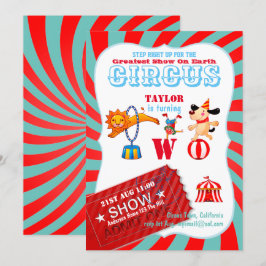 ROLL UP CIRCUS 2. Geburtstagsboy Girl Beste Show Einladung