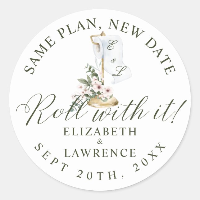 Roll with it Elegance Cherry Blossom & Toilettenpa Runder Aufkleber (Vorderseite)