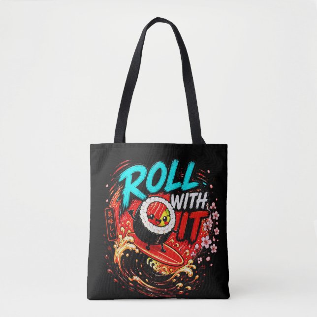 Roll With It – Lustiges Surfing Sushi Design (Vorderseite)