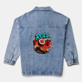 Roll With It – Lustiges Surfing Sushi Design Jeansjacke