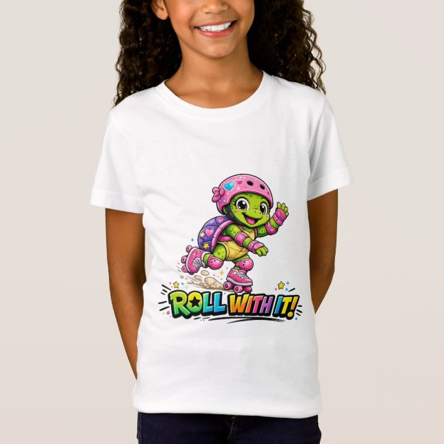 Roll With It Roller Turtle Kinder T-Shirt (Vorderseite)