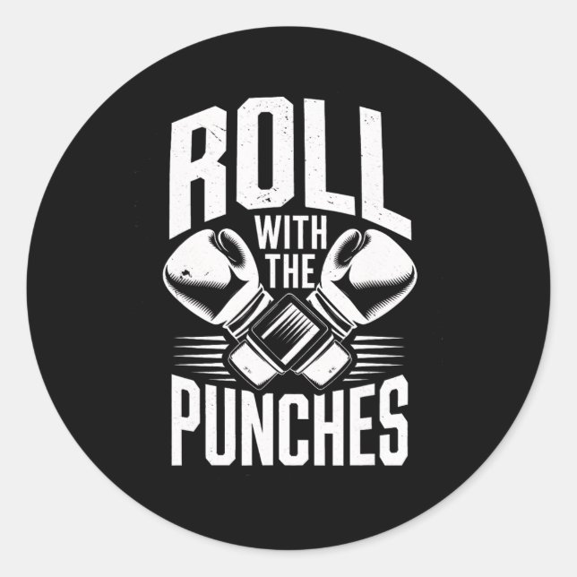 Roll with Punches Boxing Inspiration Men K Runder Aufkleber (Vorderseite)