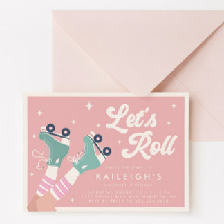 Roll Y2K 90er Roller Rink Girls Geburtstag Einladung
