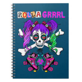 Rolla Grrl Punk Rock Skater Girl Spiral Notebook Notizblock