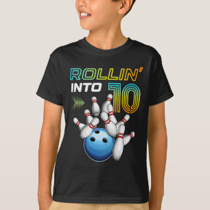 Rolla in die 10 Retro-Bowling-Geburtstagsfeier 10. T-Shirt