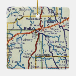 Rolla MO Vintage Karte Keramikornament