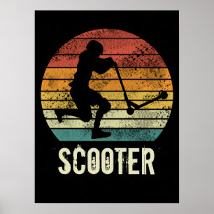Rollaustreter Vintage-Sonnenuntergang Retro-E-Scoo Poster