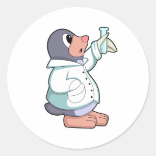 Rolle als Wissenschaftler mit Prüfrohr Runder Aufkleber