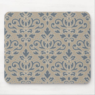 Rolle-Damast-große Muster-Creme-Linie Blau-Sand Mousepad