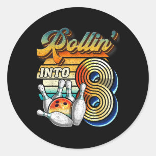 Rolle in 8 Bowling Geburtstagsfeier 8. Geburtstag Runder Aufkleber