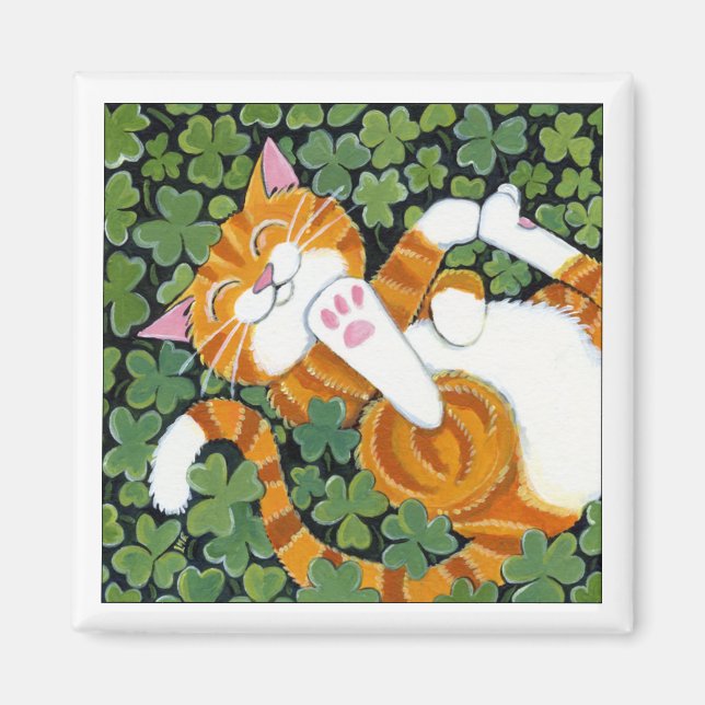 Rolle in Clover - Cat Art Magnet (Vorne)