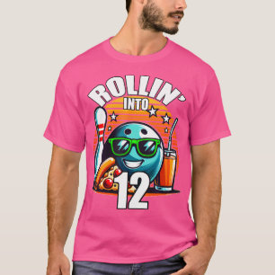 Rolle in den 12 Bowling-Geburtstag 12. Geburtstag T-Shirt