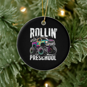 Rolle in den Vorschul-Monstertruck zurück zur Schu Keramik Ornament