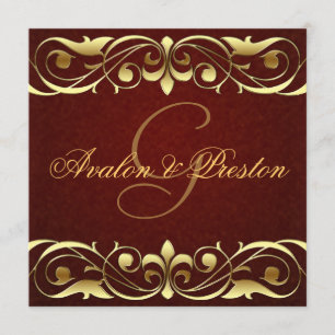 Rolle-Leder-Einladung Großherzogin-Gold Einladung