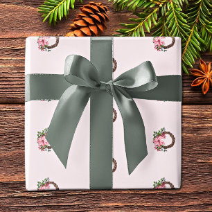 Rolle, Wasserfarbe Rosa Weihnachtsstern-Kranzmuste Geschenkpapier