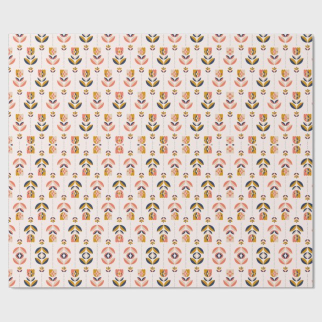Rolled pink floral wrapping paper with a repeated  geschenkpapier (Flach)