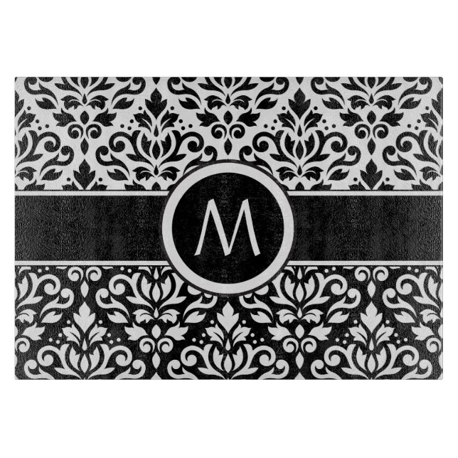 Rollen-Damask 2Part-Tn-BW & Band (Personalisiert) Schneidebrett (Vorderseite)