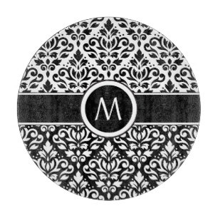 Rollen-Damask 2Part-Tn-BW & Band (Personalisiert) Schneidebrett