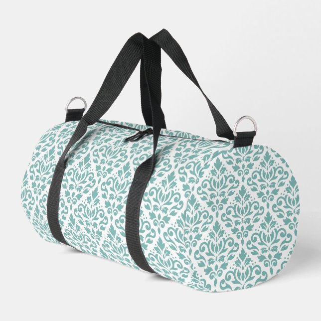 Rollen-Damask-Aquamarines Muster Duffle Bag (Linke Seite)