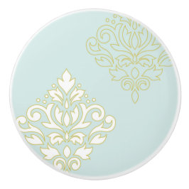 Rollen Damask Art I (Kontur) mit Aquamarinem Gld L Keramikknauf