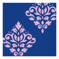 Rollen Damask Art I Pink on Blue