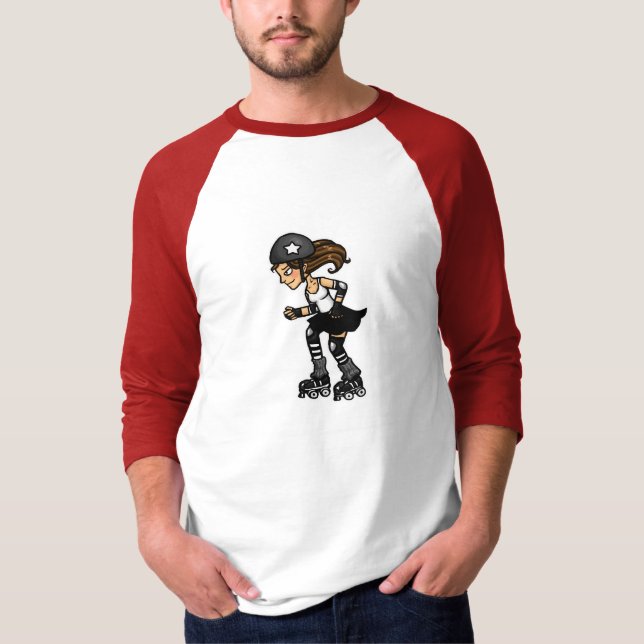 Rollen-Derby-Störsender Schwarzweiss T-Shirt (Vorderseite)