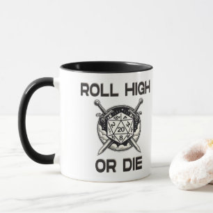 Rollen hoch oder 20-seitige Würfel die Tasse