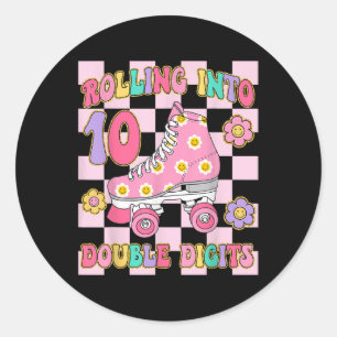 Rollen in 10 zweistellige Ziffern, 10. Geburtstags Runder Aufkleber