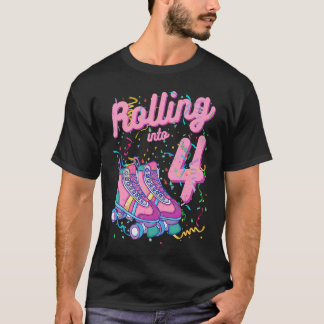 Rollen in 4. Geburtstagsrollen Skate 4 Jahre Ol T-Shirt