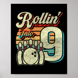 Rollen in den 9 Bowling-Geburtstag 9. Geburtstag Poster