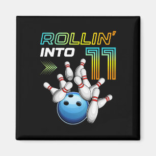 Rollen in die 11 Retro Bowling Geburtstagsfeier 11 Magnet