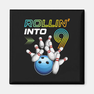 Rollen in die 9 Retro Bowling Geburtstagsfeier 9.  Magnet