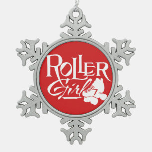 Rollen-Mädchen, Rolle Derby Schneeflocken Zinn-Ornament
