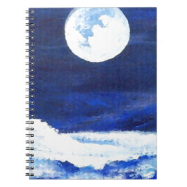 Rollen-Meer bewegt unter einen Vollmond-Ozean Notizblock