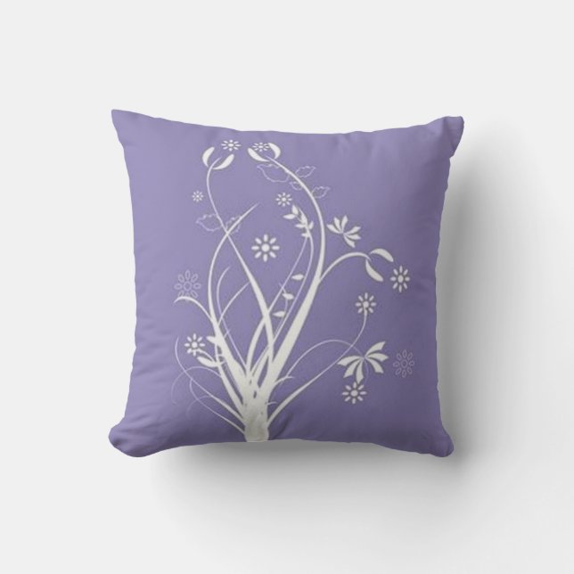 Rollen mit Blumen auf lila Boden - Kissen (Vorderseite)
