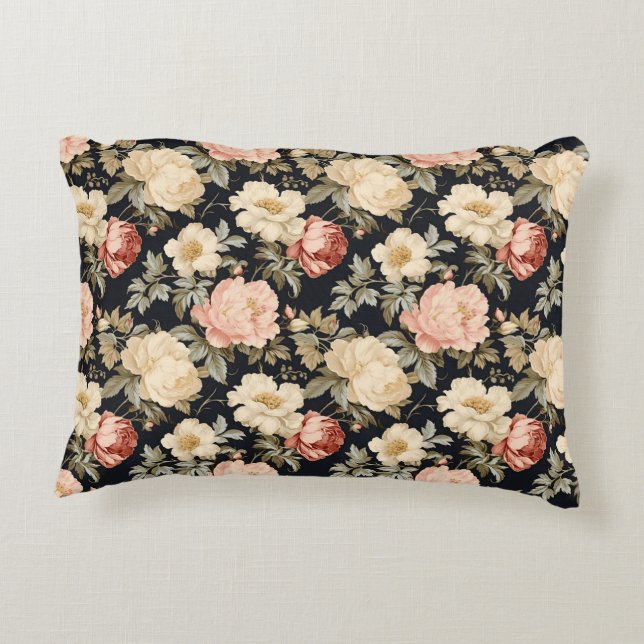 Rollen mit Rose Viktorianischer Stil Dekokissen (Rückseite)