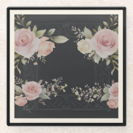 Rollen mit Rose Viktorianischer Stil Glasuntersetzer