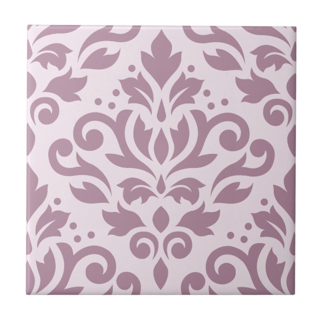 Rollen Sie Damask Large Design Mauve auf Rosa Fliese (Vorderseite)