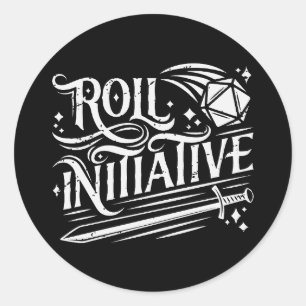 Rollen Sie Initiative Vintage D20 Schwert Runder Aufkleber