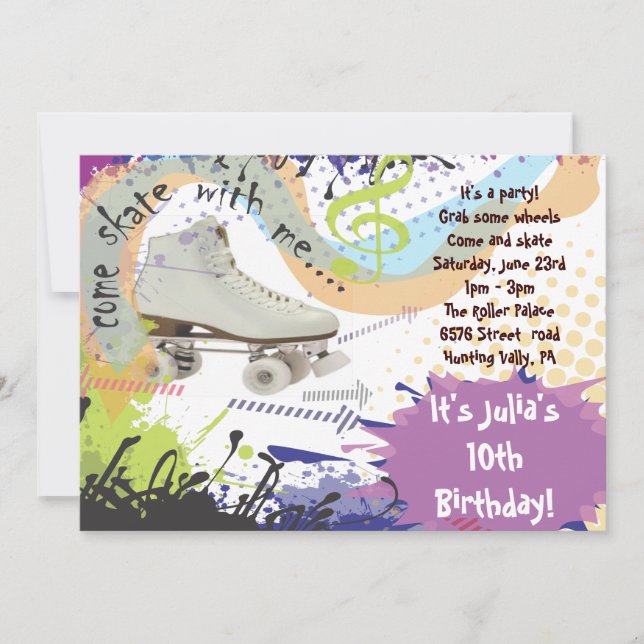 Rollen-Skaten-Einladungs-alles- Gute zum Einladung (Vorderseite)