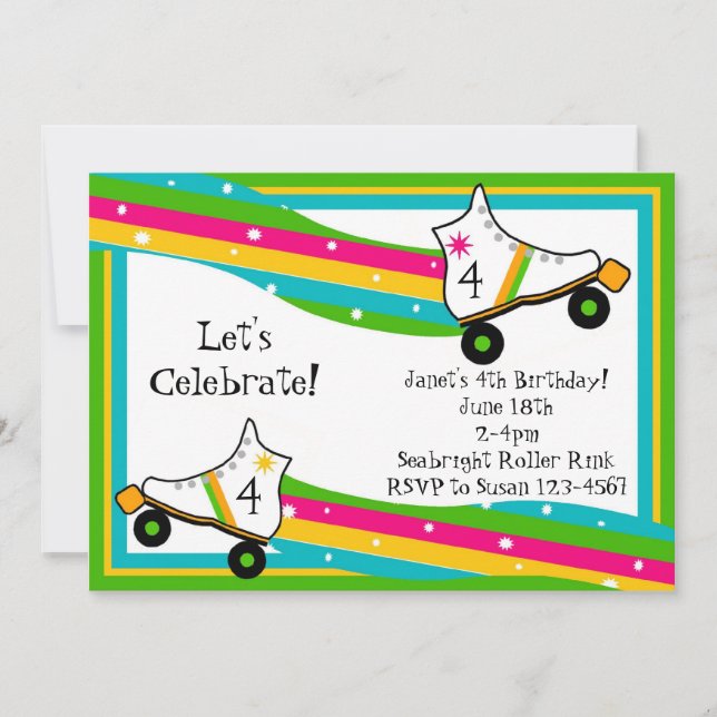 Rollen-Skaten-Geburtstags-Einladung Einladung (Vorderseite)