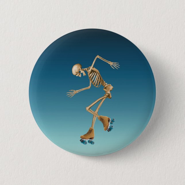 Rollen-Skaten-Skelett-Blues Button (Vorderseite)