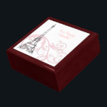 Rollen und Eiffelturm - Rosa Schmuckschachtel<br><div class="desc">Schöne rosa Rollen und Wirbel und eine schwarze Linie Kunst des Eiffelturms. Das perfekte Geschenk!</div>